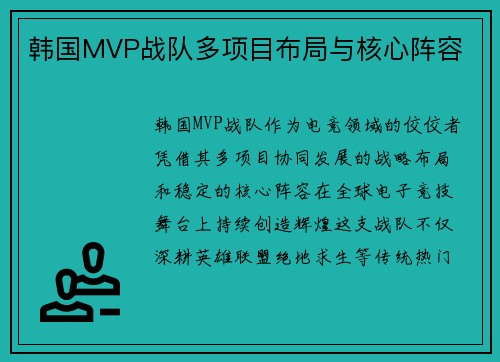 韩国MVP战队多项目布局与核心阵容